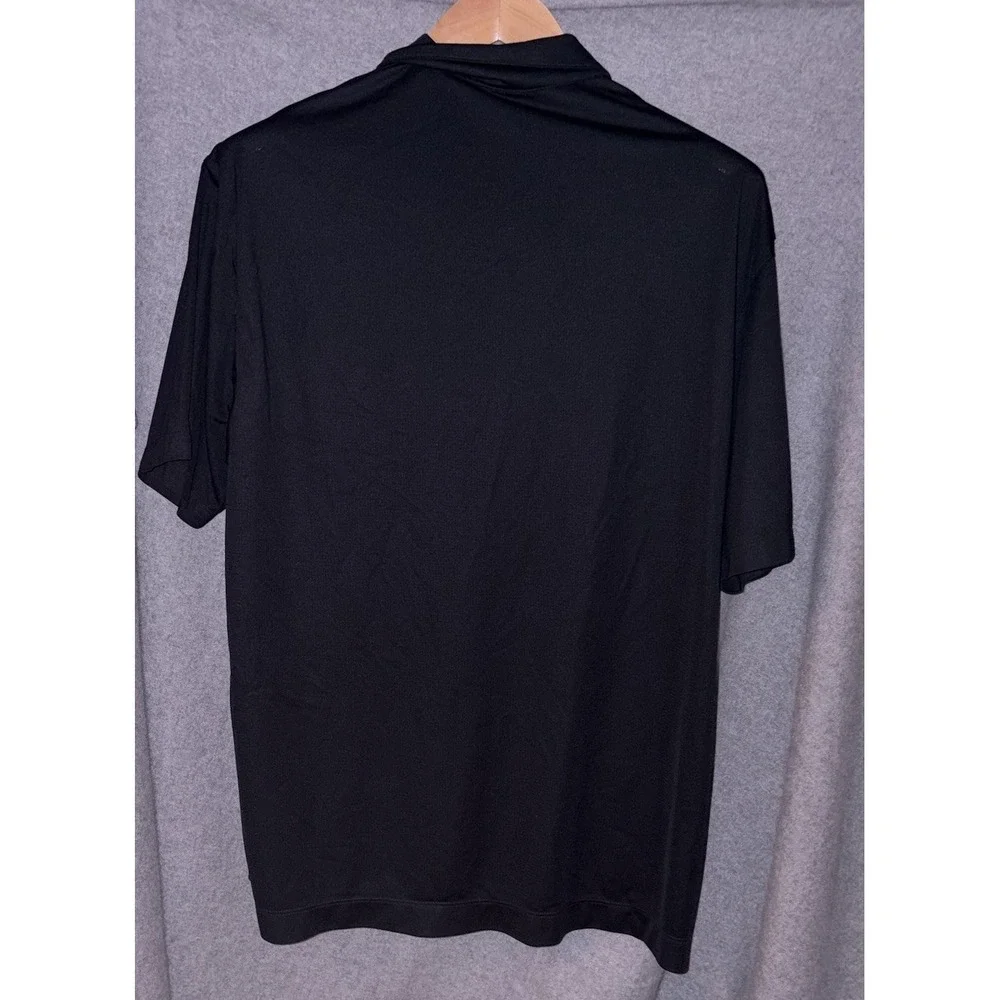 Nike Golf Mens Large Polo Dri Fit Black Solid Performance Embroidered Logo